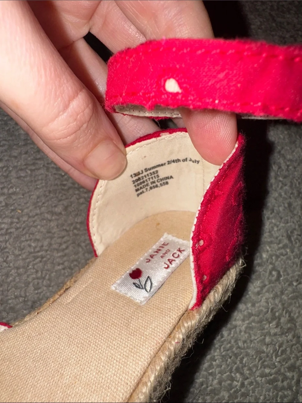 Janie and Jack Red Sandal with Cream Bow